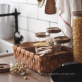 Lata de cozinha de vidro com tampas de madeira de ACACIA hermética